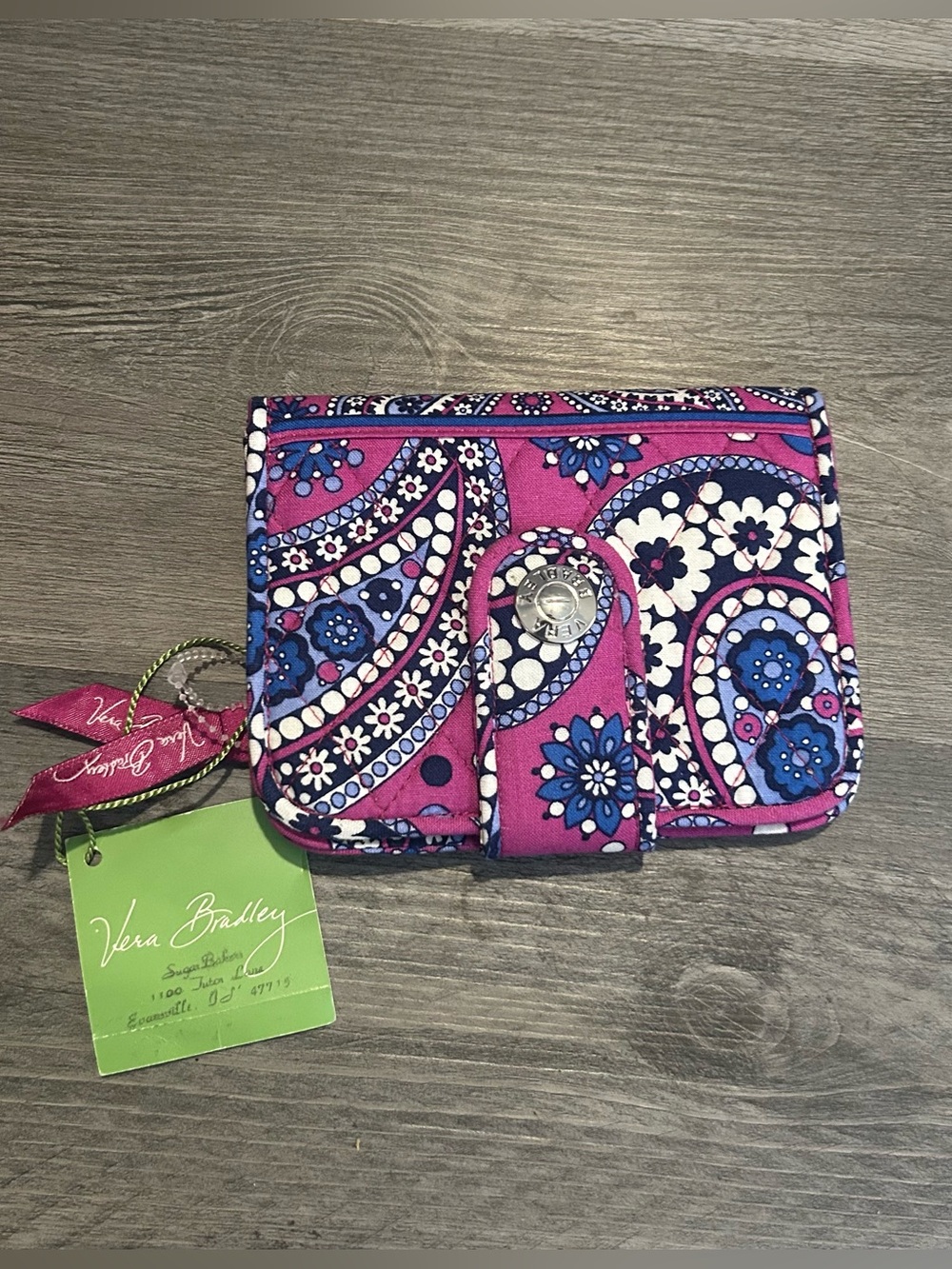NWT Vera Bradley Snappy Wallet Boysenberry Pink Purple Blue